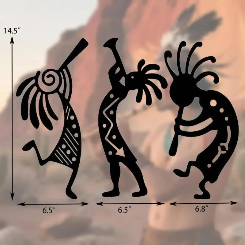 Metal Wall Art Native American Flute Player Southwest Decor