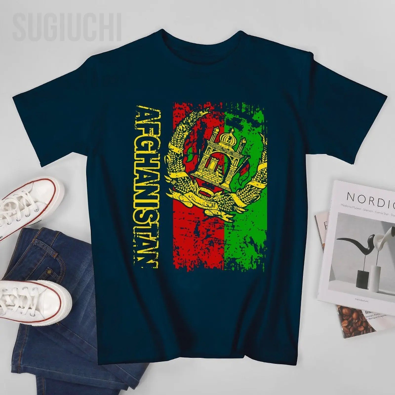 Men AFGHAN FLAG تيشيرت علم أفغانستان العتيق تيشيرتات بياقة دائرية للنساء والفتيان 100% قطن تيشيرت قصير للجنسين لجميع المواسم