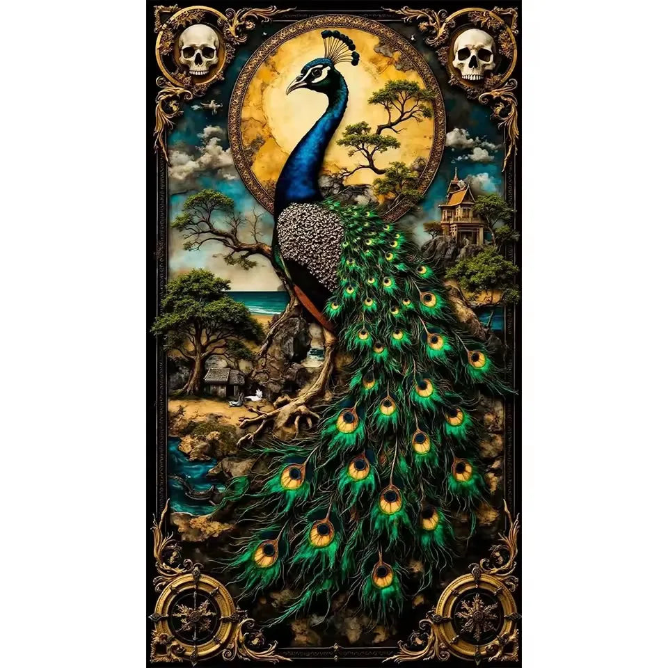 Diamond Art Beautiful Peacocks Flowers Tree Kit