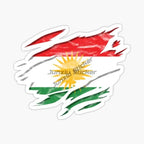 Kurdistan Map National Flag and Emblem Sticker