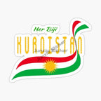 Kurdistan Map National Flag and Emblem Sticker