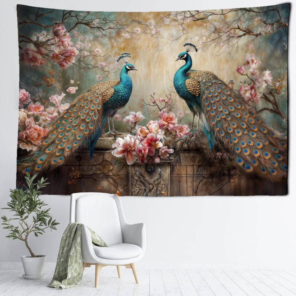 Vintage Peacock Tapestry