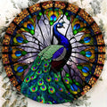 Aluminum Metal Sign Faux Stained Glass Peacock