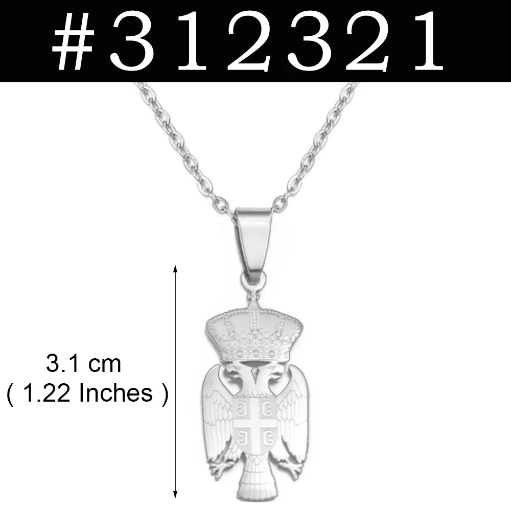Serbia Eagle Pendant Necklace – Stainless Steel