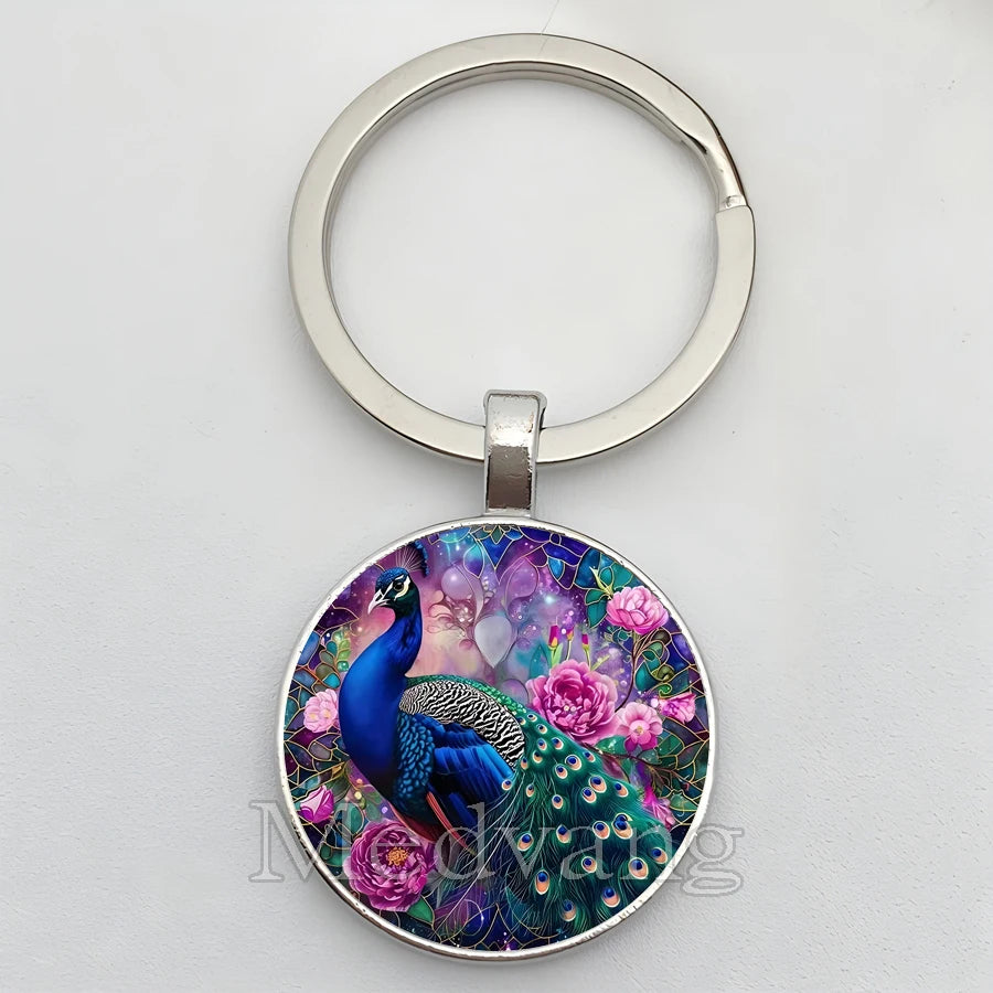 Beautiful Colorful Peacock Keychain