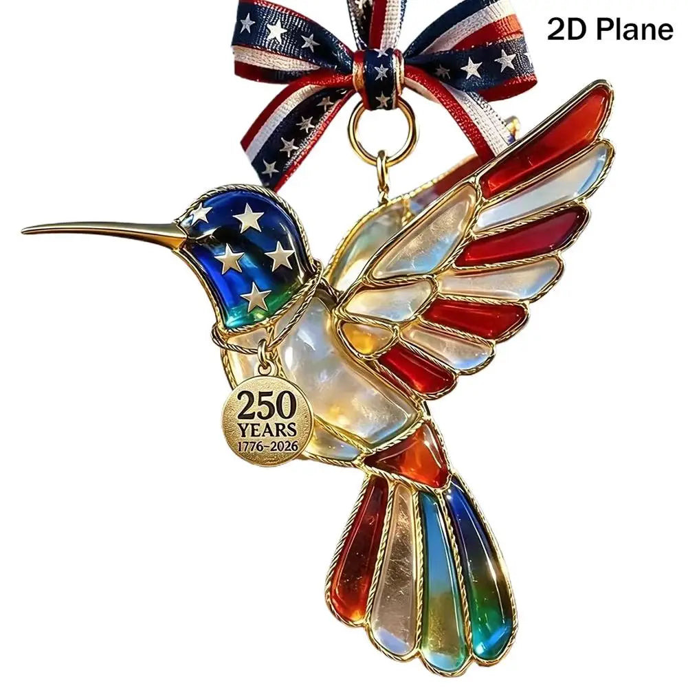 2D USA Patriotic Stained Glass Style Hanging Ornaments