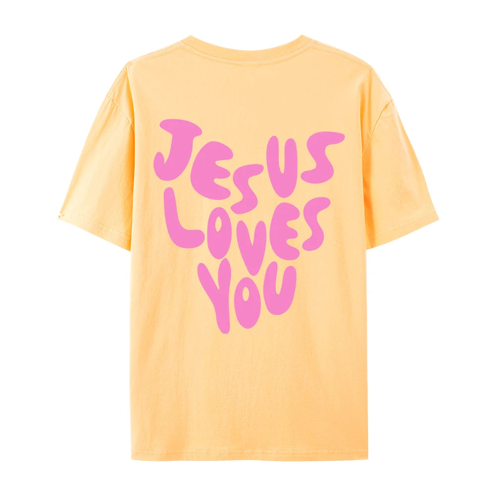 Jesus Loves Me Letter Female Cotton T-Shirts