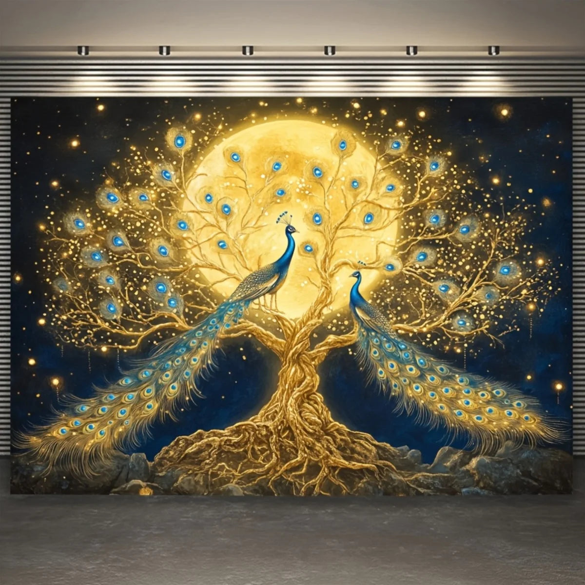 Golden Peacock Tapestry