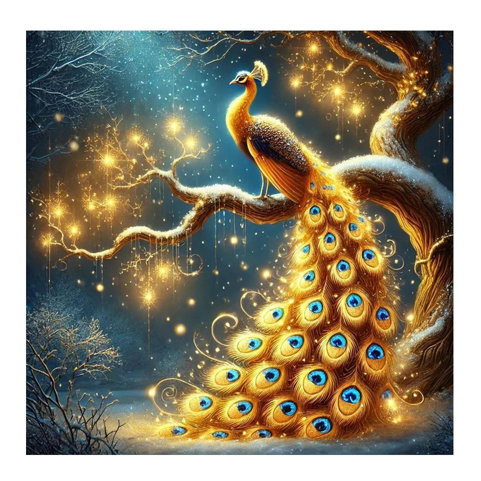 Golden Peacock Diamond Art