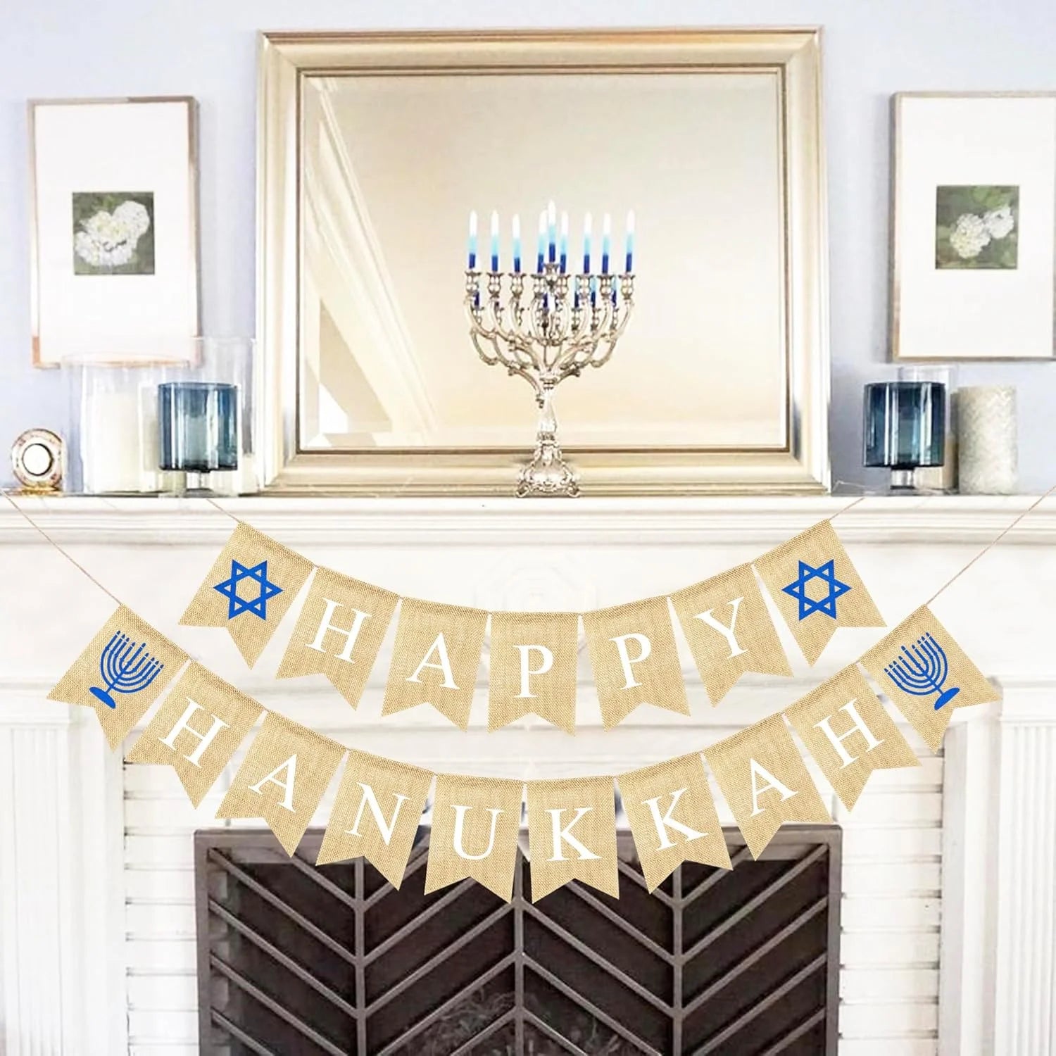 Happy Hanukkah Banner for Garland Bunting Chanukah Festival Party