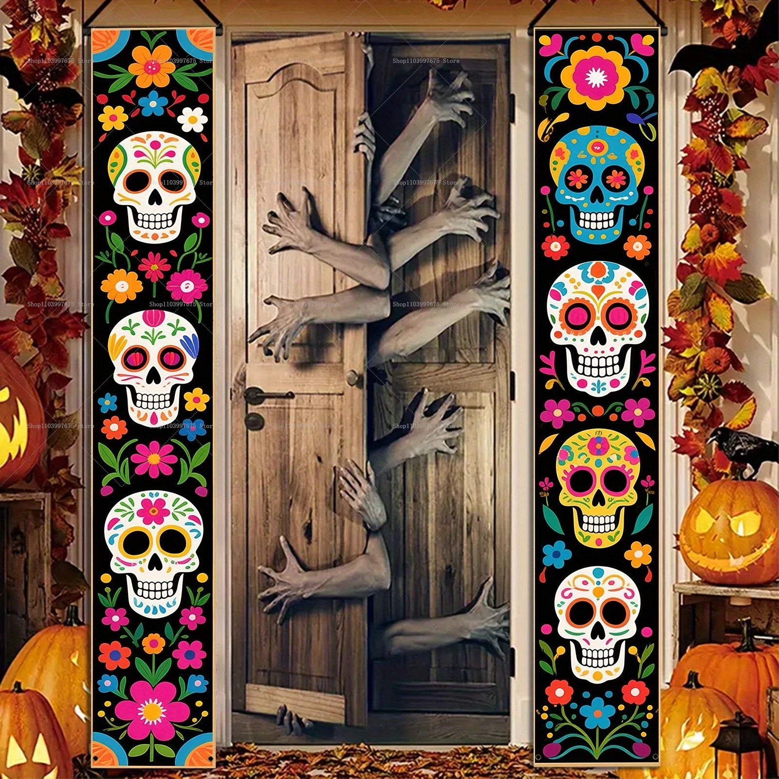 2PCS Mexican Day of The Dead Porch Sign