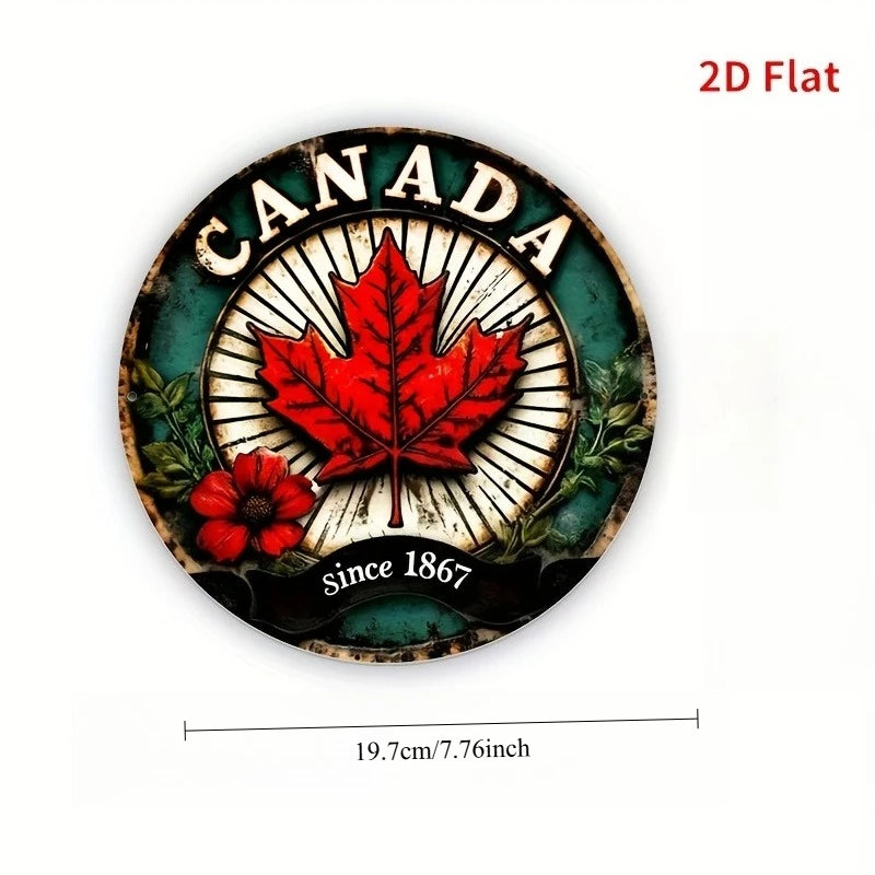 Vintage Maple Leaf Metal Tin Sign Canada