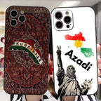 جراب هاتف أسود ناعم بتصميم علم كردستان يدعم هواتف آيفون 17، 16، 15، 14، 13، 12، 11 بلس، برو ماكس، وغيرها