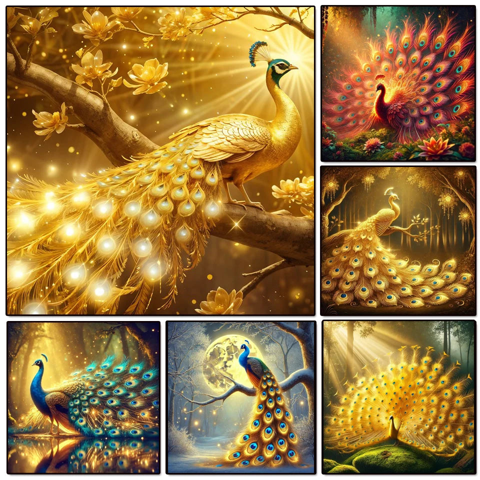 Golden Peacock Diamond Art