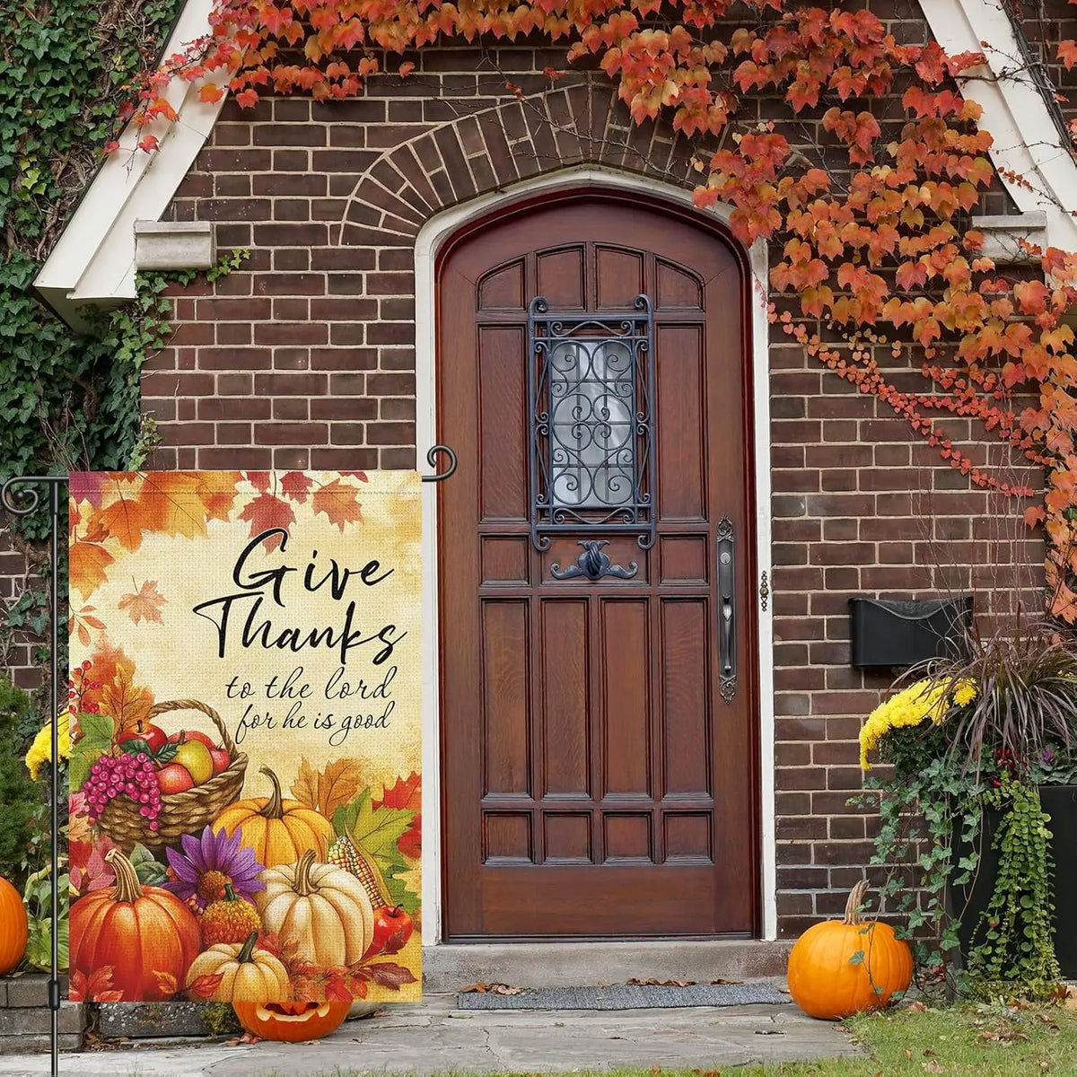 Louise Maelys Fall Thanksgiving Garden Flag