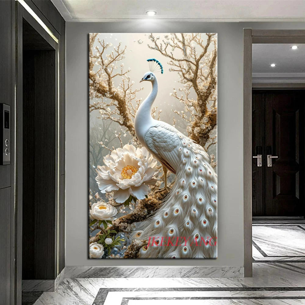 White Peacock Diamond Painting