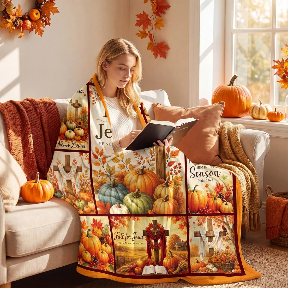 Fall Thanksgiving Throw Blanket