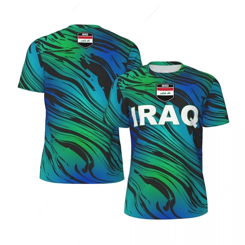 Iraq Flag Football Jersey T Shirt
