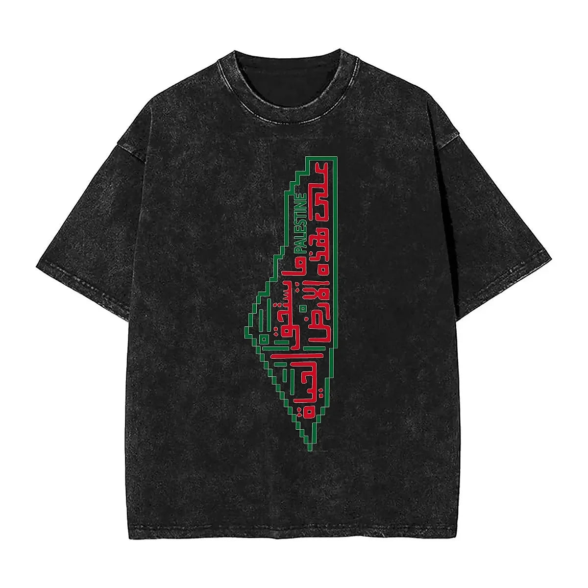 T-Shirt Palestine Map with Arabic Calligraphy