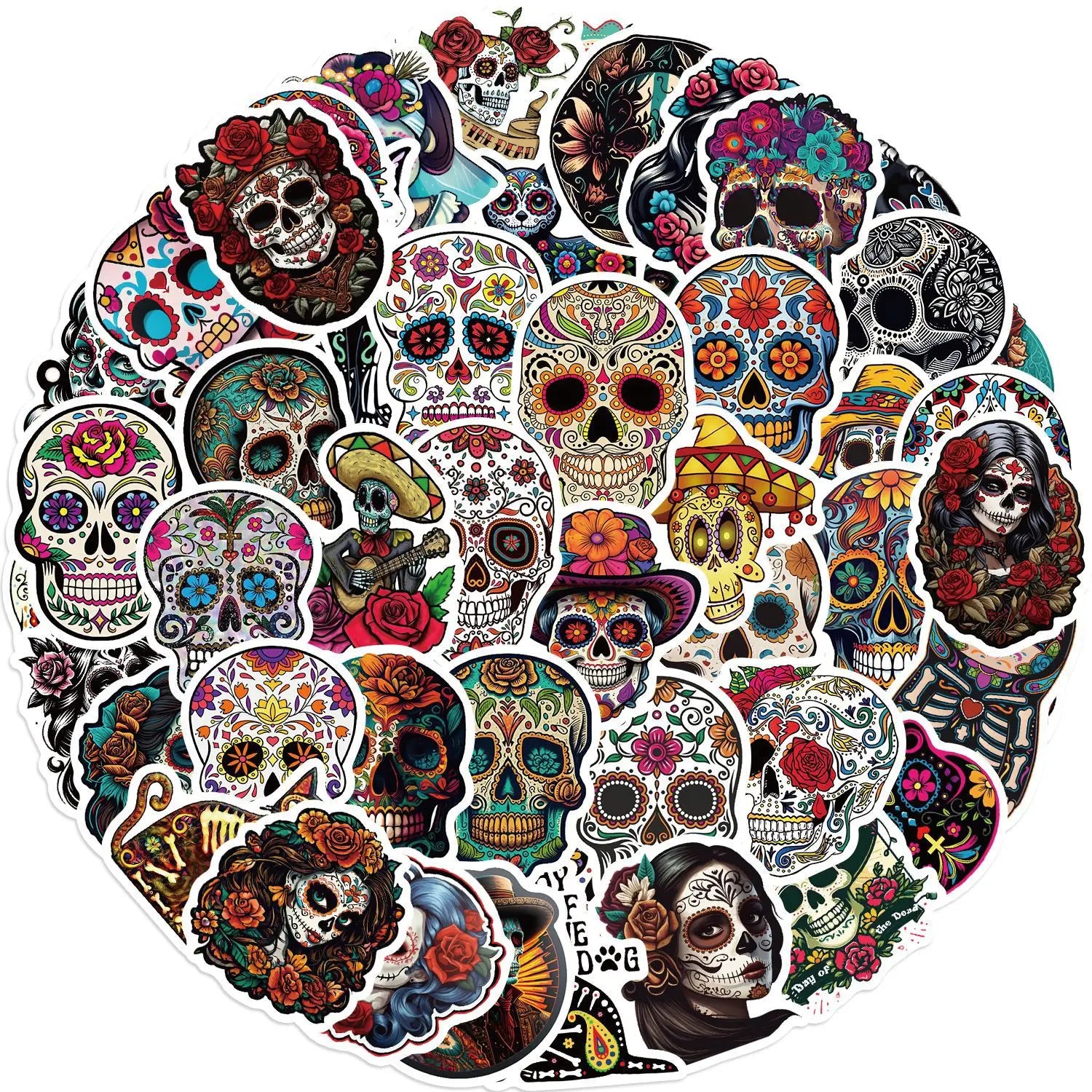 10/30/50PCS Day of the Dead Stickers Skull