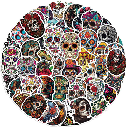 10/30/50PCS Day of the Dead Stickers Skull