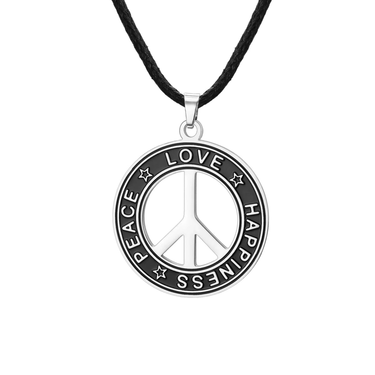Peace Sign Choker for Men Stainless Steel Pendant Necklace