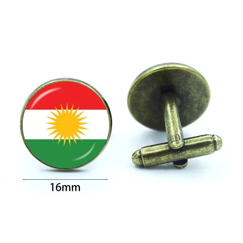 Kurdistan Flag Glass Pendant Keychain Jewelry Charm Bag Souvenir Key Ring