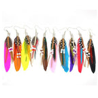 Tassel Dangling Earrings Colorful Feather