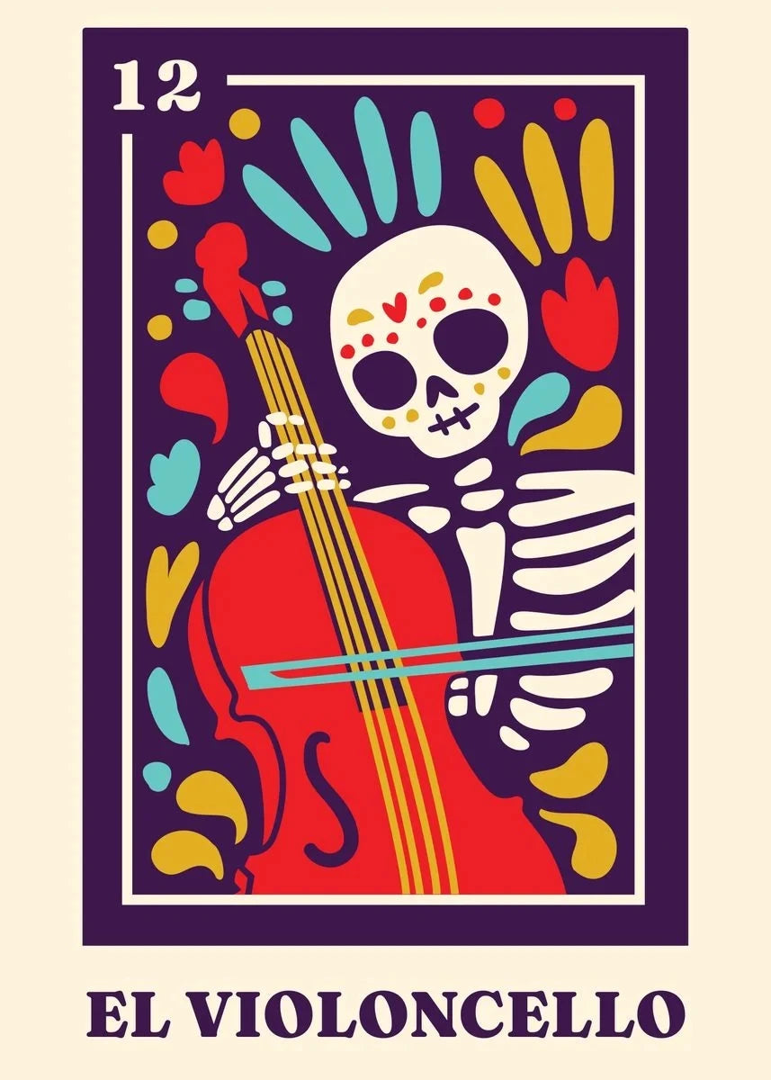 Mexican Skeleton Wall Art Canvas Painting Day of The Dead
