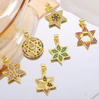 Gold Plated Handmade Colorful Star Of David Charms