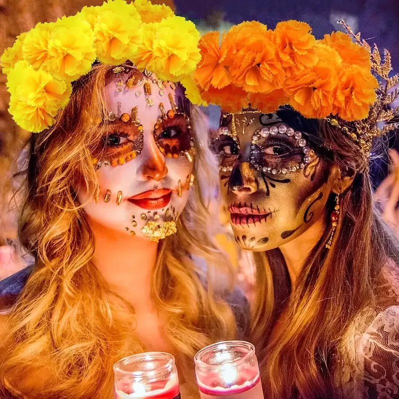 2.17 Inch Marigold Artificial Flowers Day of The Dead, Halloween and Diwali Party Home Outdoor Decoration