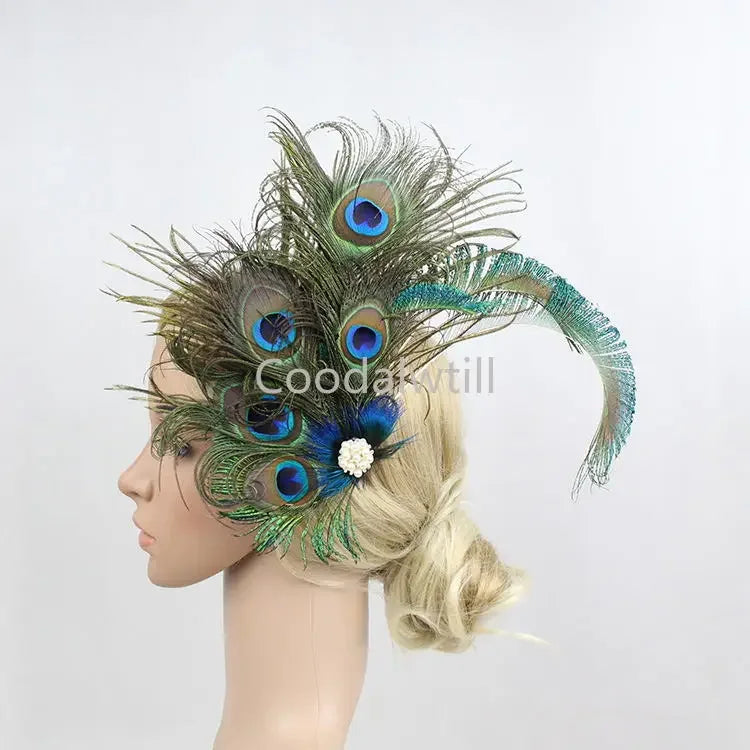 1920s Peacock Feather Fascinator Headband