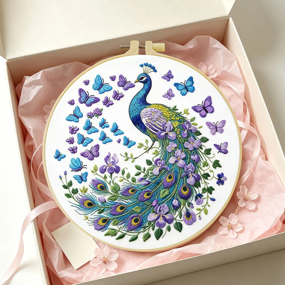 Floral Peacock 1set Diy Embroidery Kit