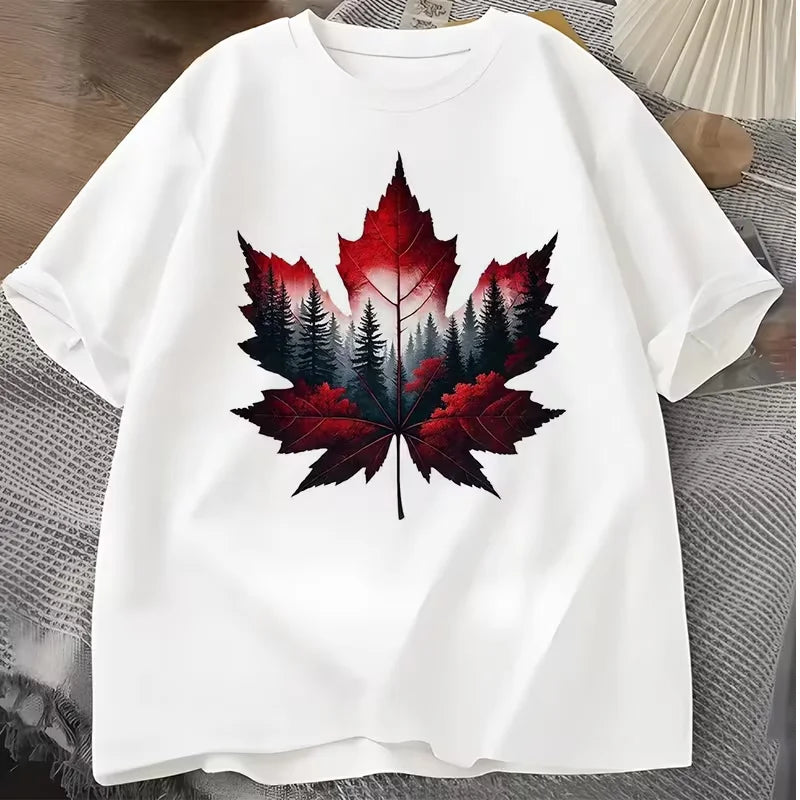 Canada Maple Leaf Print Short Sleeve T-shirt