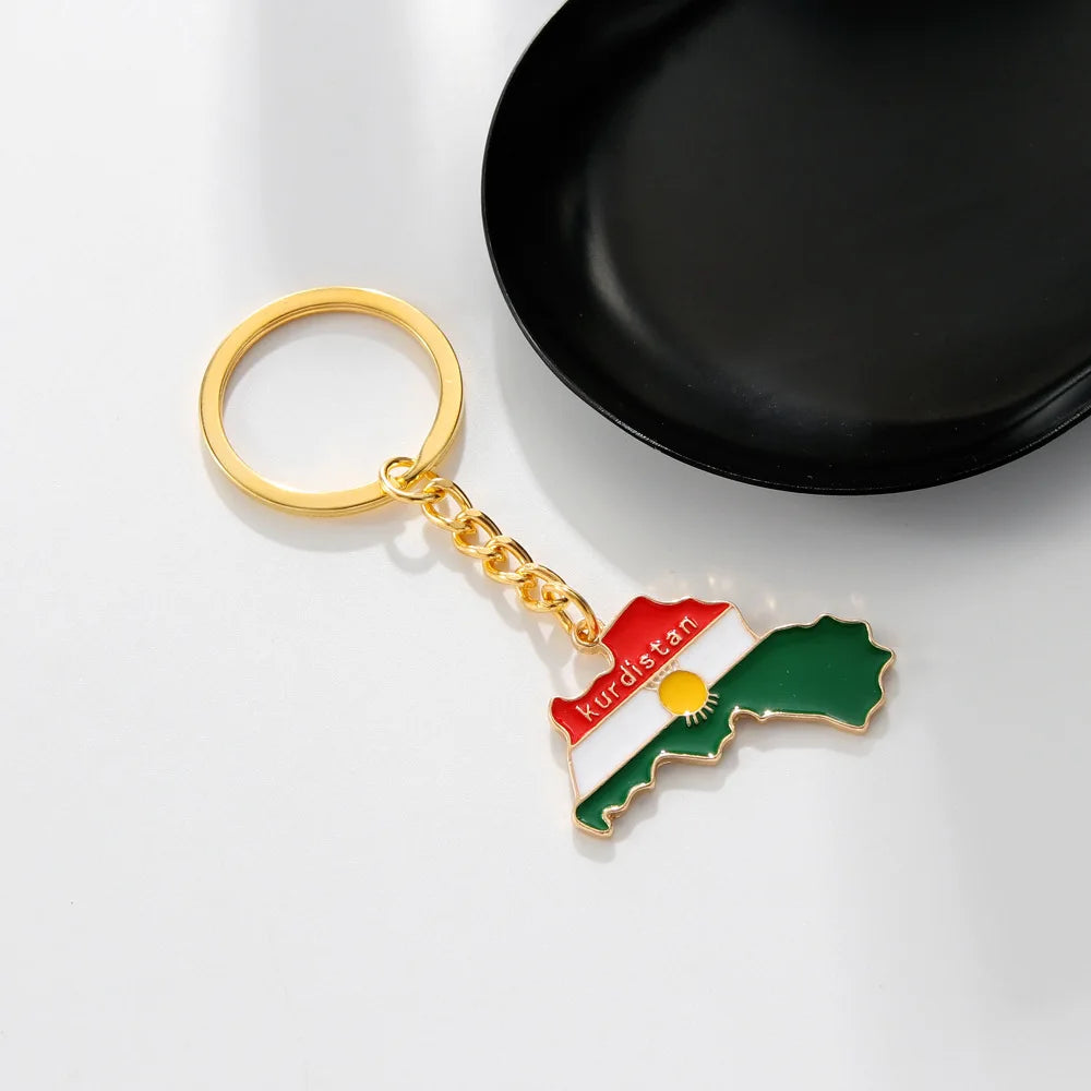 Kurdistan Flag Keychain Stainless Steel