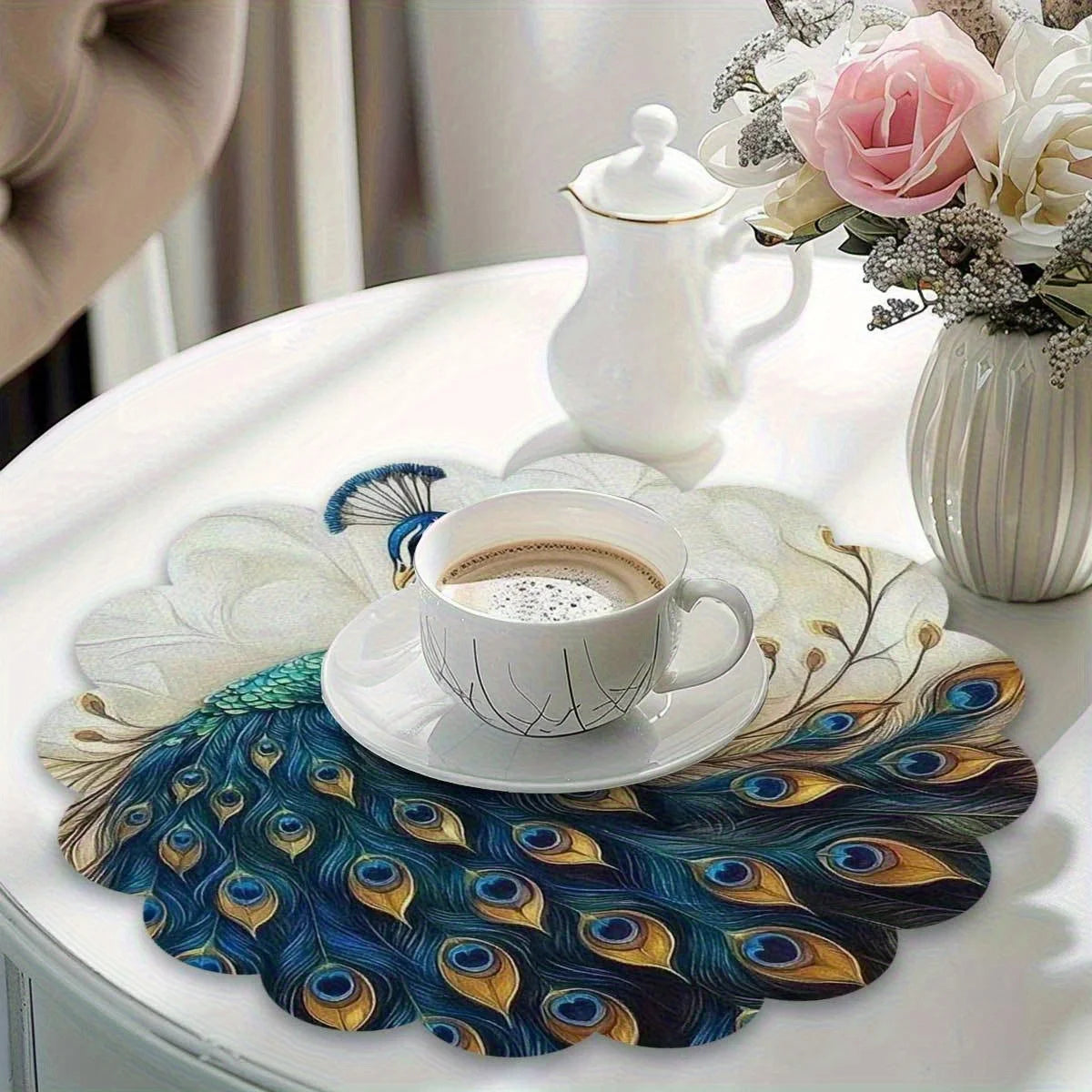 Peacock Feather Dining Table Decoration