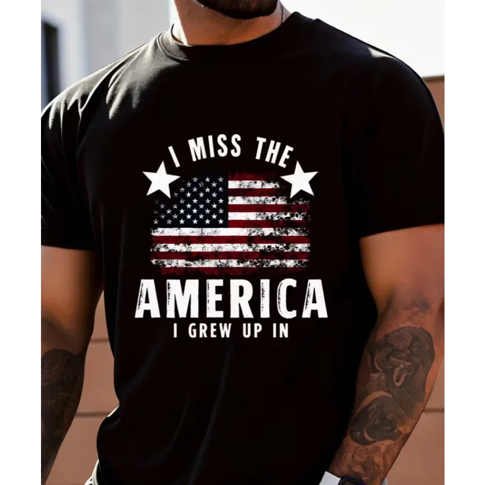 Men'S T-Shirt Featuring The Design of The American Flag