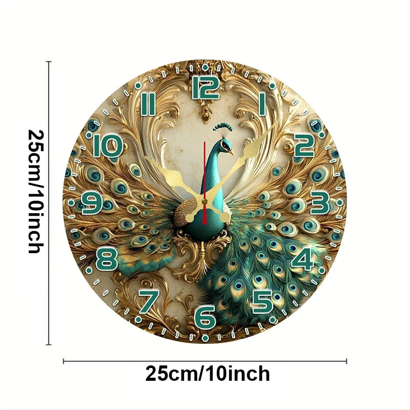 Magnificent Peacock Wooden Wall Clock