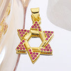 Gold Plated Handmade Colorful Star Of David Charms