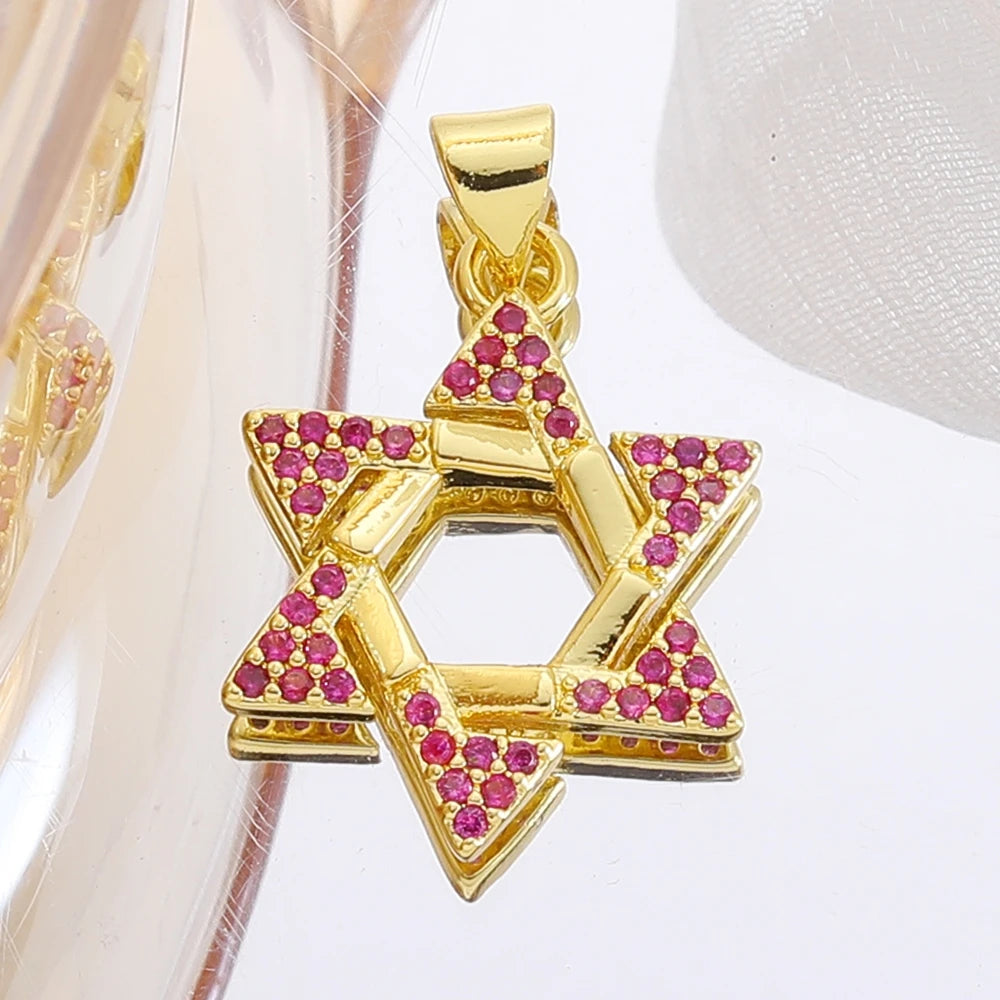 Gold Plated Handmade Colorful Star Of David Charms