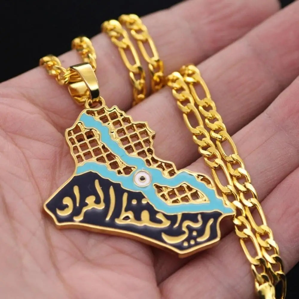 Arab Iraq Drip Map Alloy Necklace