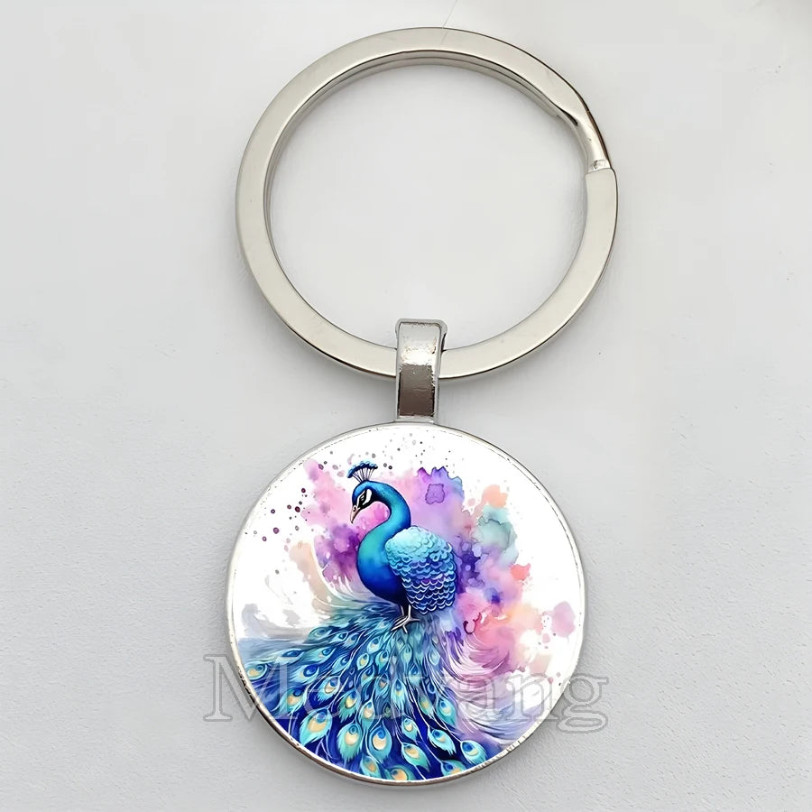 Beautiful Colorful Peacock Keychain