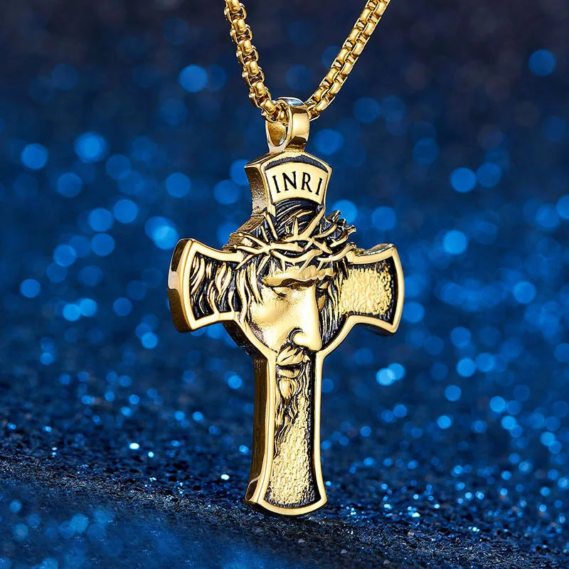 Jesus Heart Cross Necklaces Pendant Chain