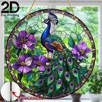 2D Flat, 1pc Vibrant Peacock Suncatcher
