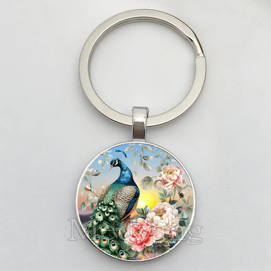 Beautiful Colorful Peacock Keychain