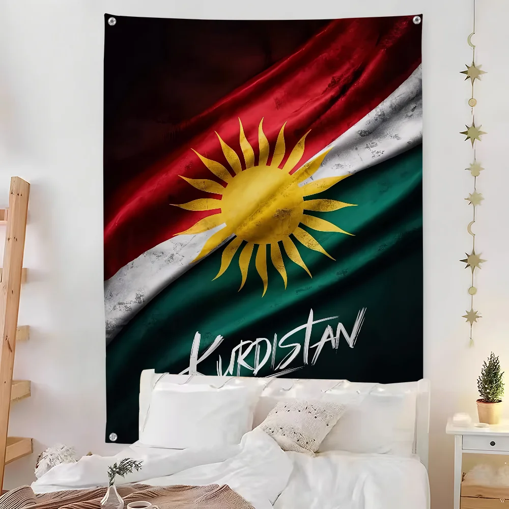 خريطة نسر كردستان علم آزادي غرفة نوم معيشة بار حديقة ديكور خارجي من الألياف الدقيقة لافتة فنية للخلفية للمهرجانات