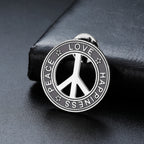 Stainless Steel Peace Sign Round Brooch