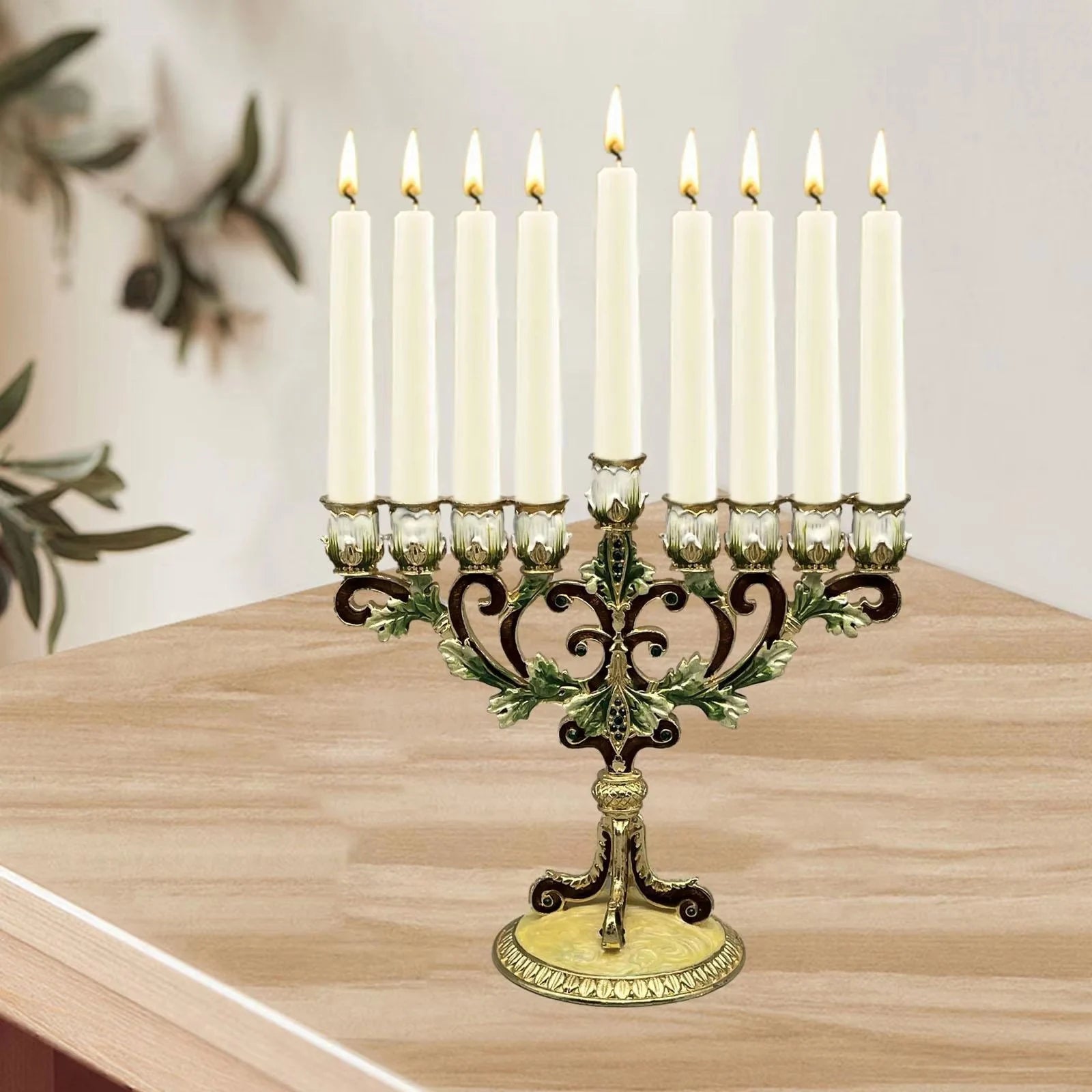 Artistic Metal Candle Holder for Hanukkah