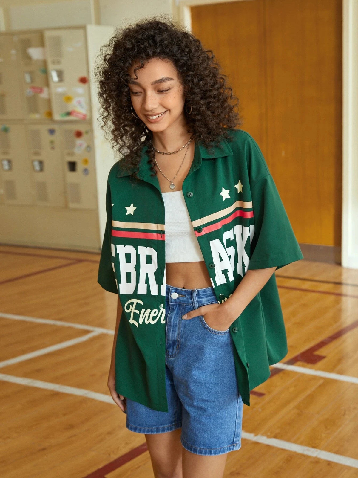 Nebraska Energetic  Green Blouse Streetwear