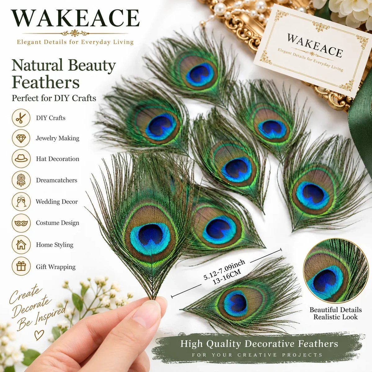 Artificial peacock feathers